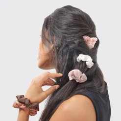 Assorted Textured Scrunchies 5pc Set Terracotta