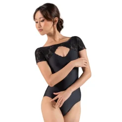Ballet Rosa Bardot Cap Sleeve Keyhole Front V-Back Leotard