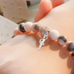 Beaded Glass Bracelet Set with Ballet Dancer Charm & Inspirational Card