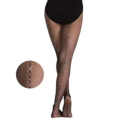 Body Wrappers Girls Back Seamed Fishnet Tights w/Rhinestones