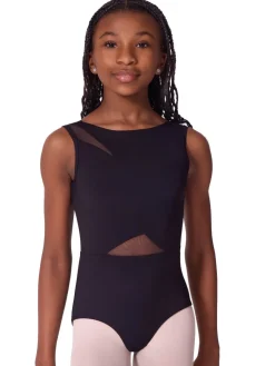 Capezio Soft Elegance Asymmetrical Mesh Insert Neck Leotard Child