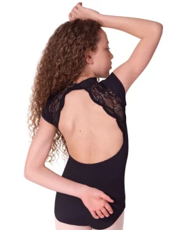 Capezio Soft Elegance Short Sleeve Mock Neck Zip Leotard Child