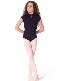 Capezio Soft Elegance Short Sleeve Mock Neck Zip Leotard Child