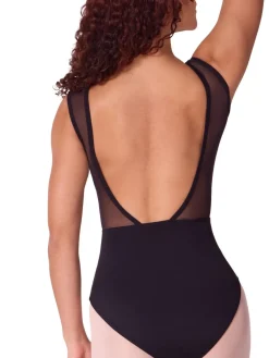 Capezio Soft Elegance Asymmetrical Mesh Insert Tank Leotard Womens