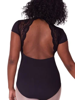 Capezio Soft Elegance Short Sleeve Mock Neck Zip Leotard Womens
