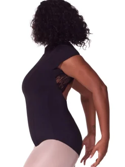 Capezio Soft Elegance Short Sleeve Mock Neck Zip Leotard Womens