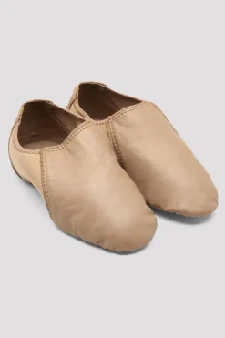 Childrens Spark Leather & Neoprene Jazz Shoes Tan