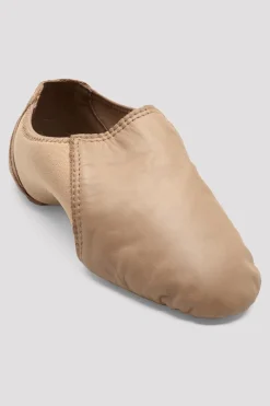 Childrens Spark Leather & Neoprene Jazz Shoes Tan