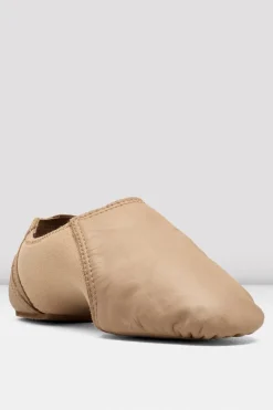 Childrens Spark Leather & Neoprene Jazz Shoes Tan