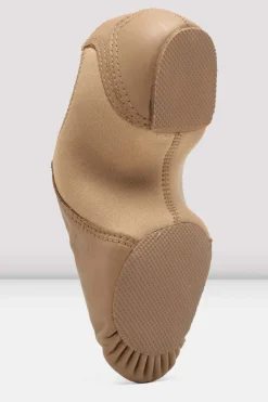Childrens Spark Leather & Neoprene Jazz Shoes Tan