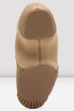 Childrens Spark Leather & Neoprene Jazz Shoes Tan