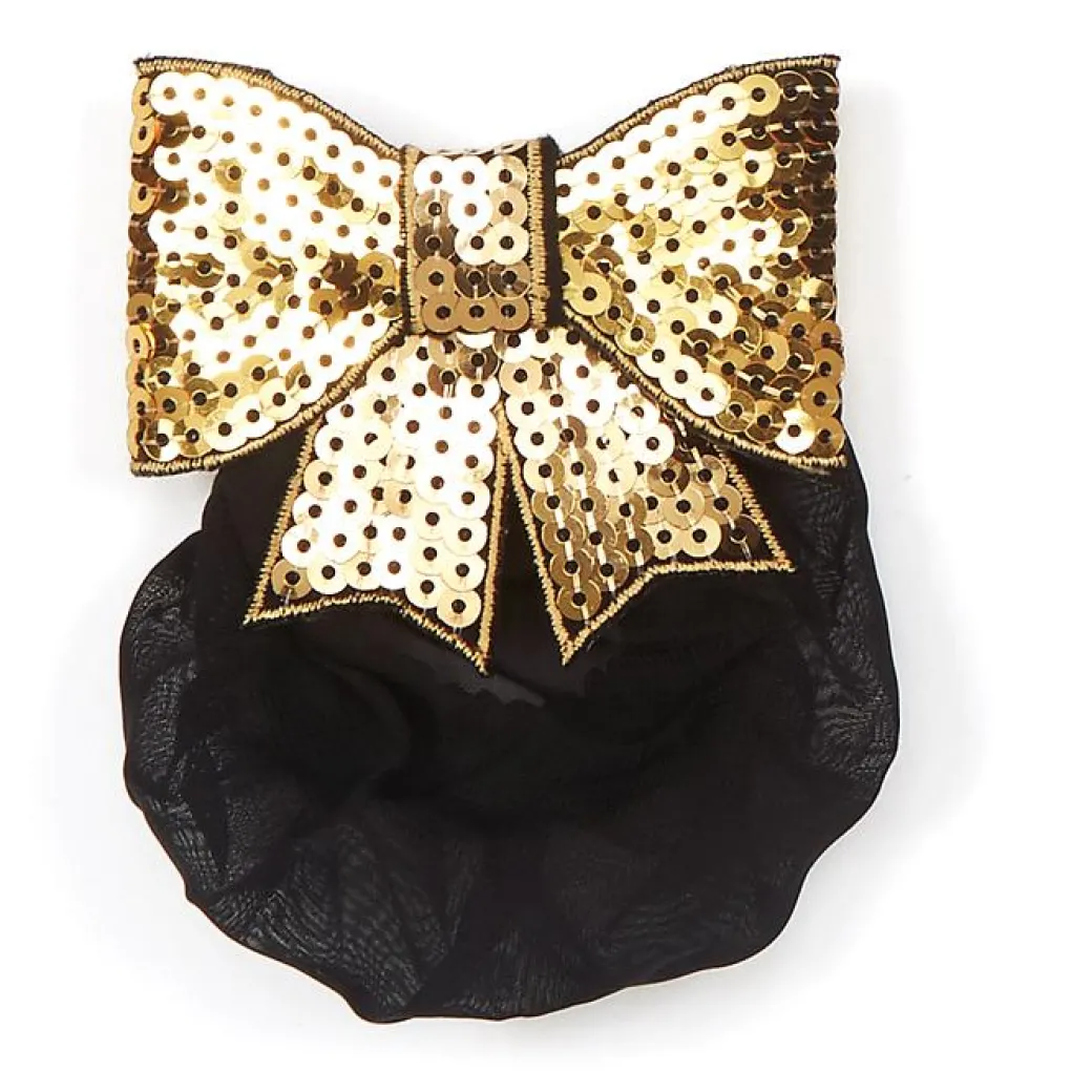 Dasha Sequin Bow with Snood Gold