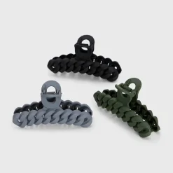 Eco-friendly Chain Claw Clip 3pc Set Black/Moss
