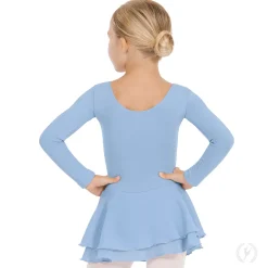 Eurotard Long Sleeve Cotton Leotard Dress with Chiffon Skirt Child
