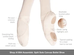 Eurotard Assemblé Split Sole Canvas Ballet Slipper Adult