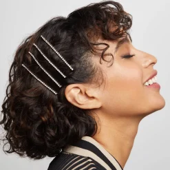 Extra Long Rhinestone Bobby Pins 4 pcs Set Hematite