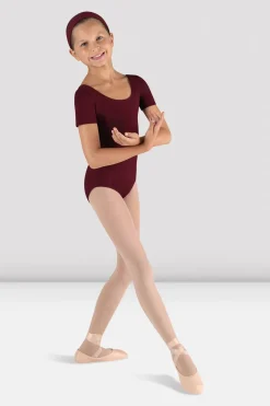 Girls Short Sleeve Scoop Neck Leotard