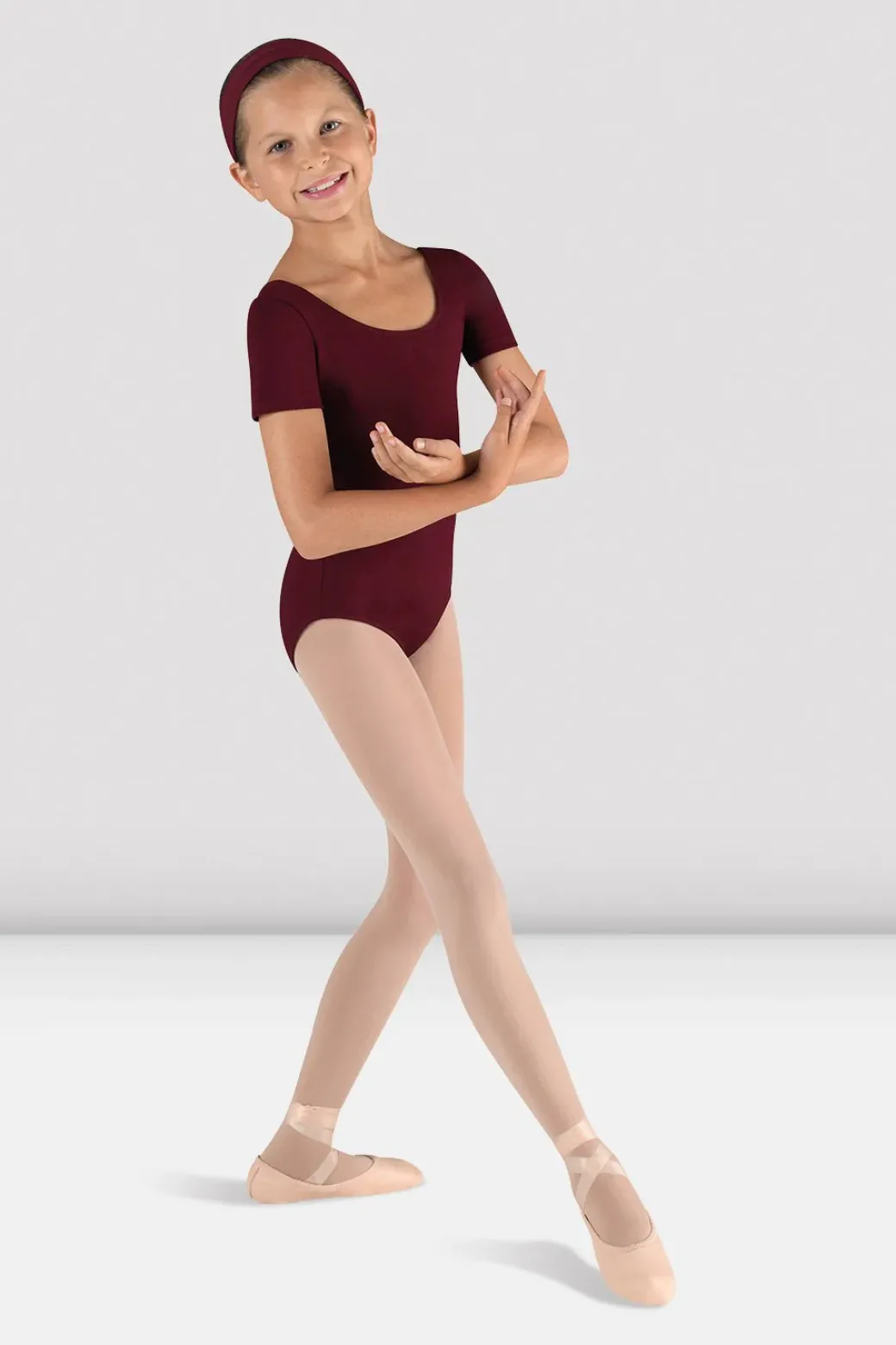 Girls Short Sleeve Scoop Neck Leotard