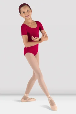 Girls Short Sleeve Scoop Neck Leotard