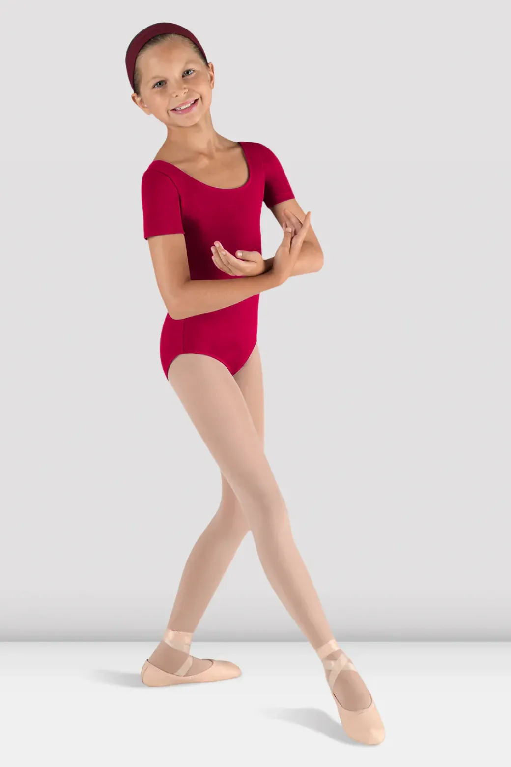 Girls Short Sleeve Scoop Neck Leotard