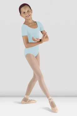 Girls Short Sleeve Scoop Neck Leotard