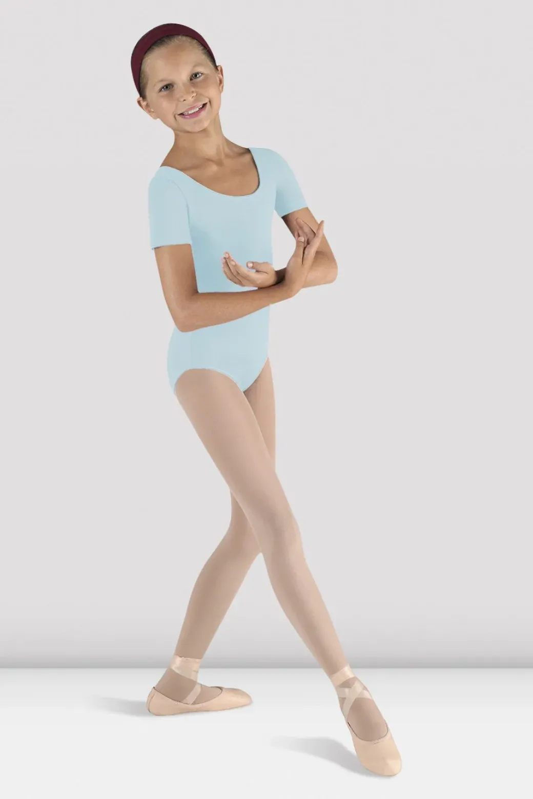 Girls Short Sleeve Scoop Neck Leotard
