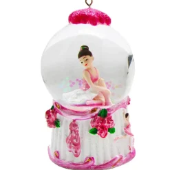 Mini Ballerina Pink and White Snow Globe Ornament