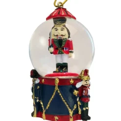 Mini Nutcracker Soldier on Drum Snow Globe Ornament