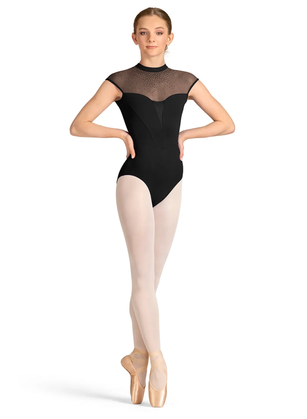Mirella V-Front Cap Sleeve Leotard