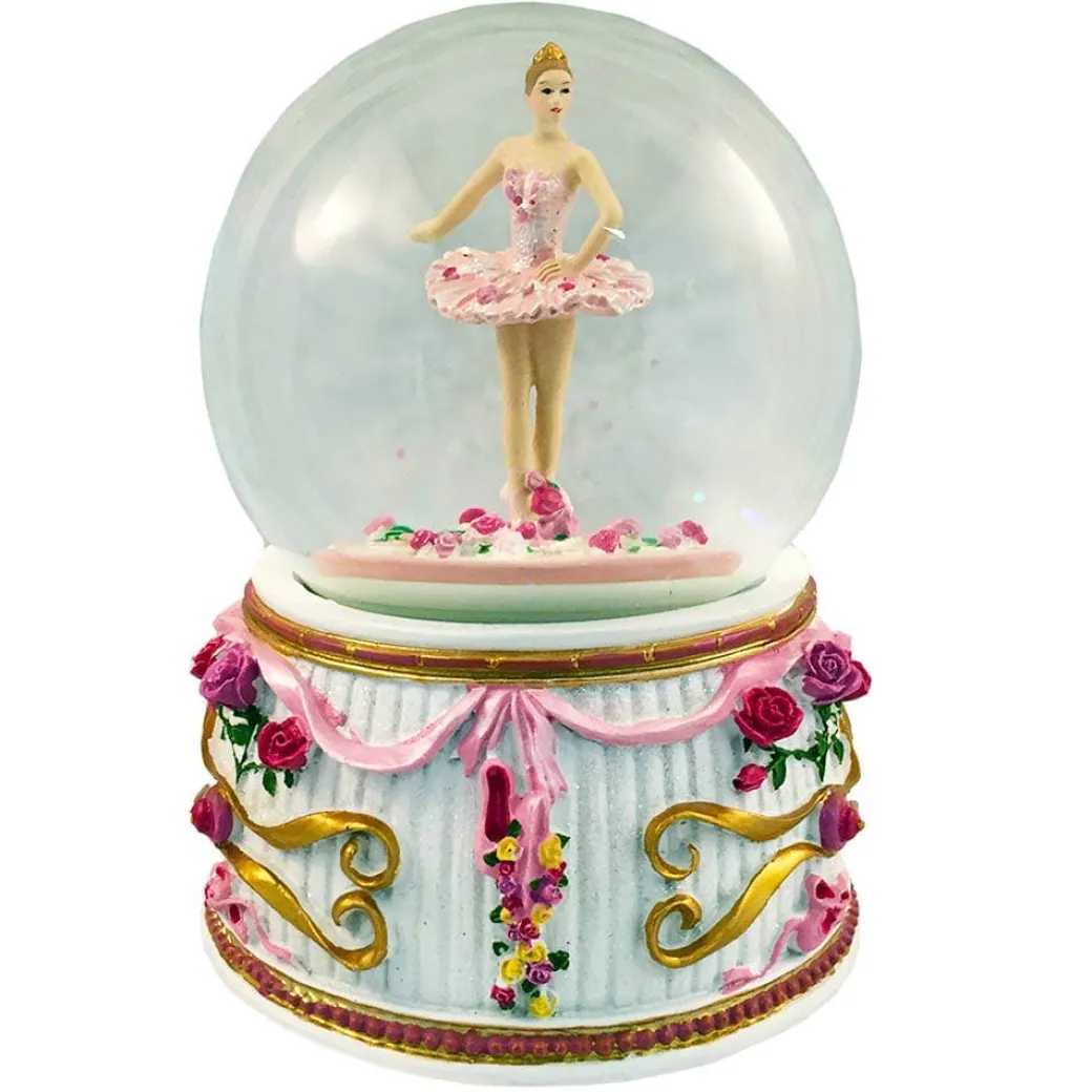 Musical Ballerina in Tutu Snow Globe Turning 100mm