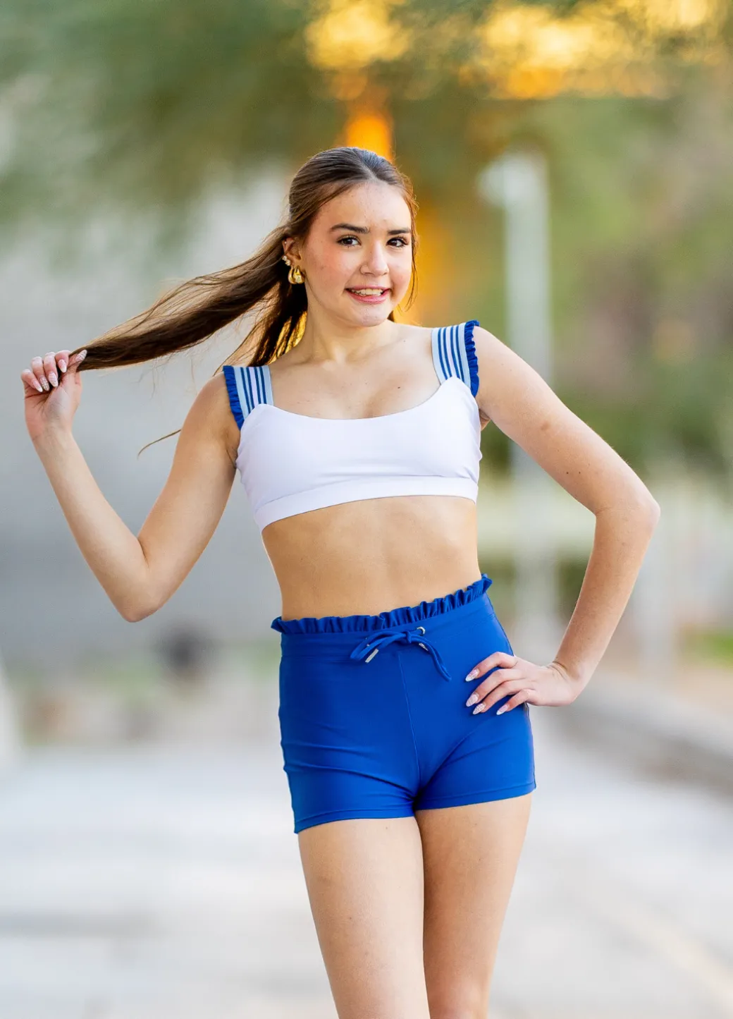 Oh La La Dancewear The Era Top Beacoup Blue/White/Cooling Spray