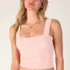 Polka Dot Square Crop Top Icy Pink