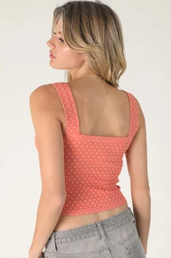 Polka Dot Square Crop Top Terracotta
