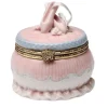 Porcelain Round Trinket Box with Pink Ballet Slippers