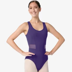 So Danca Enya Racer Back Tank Leotard with Mesh Inserts Womens