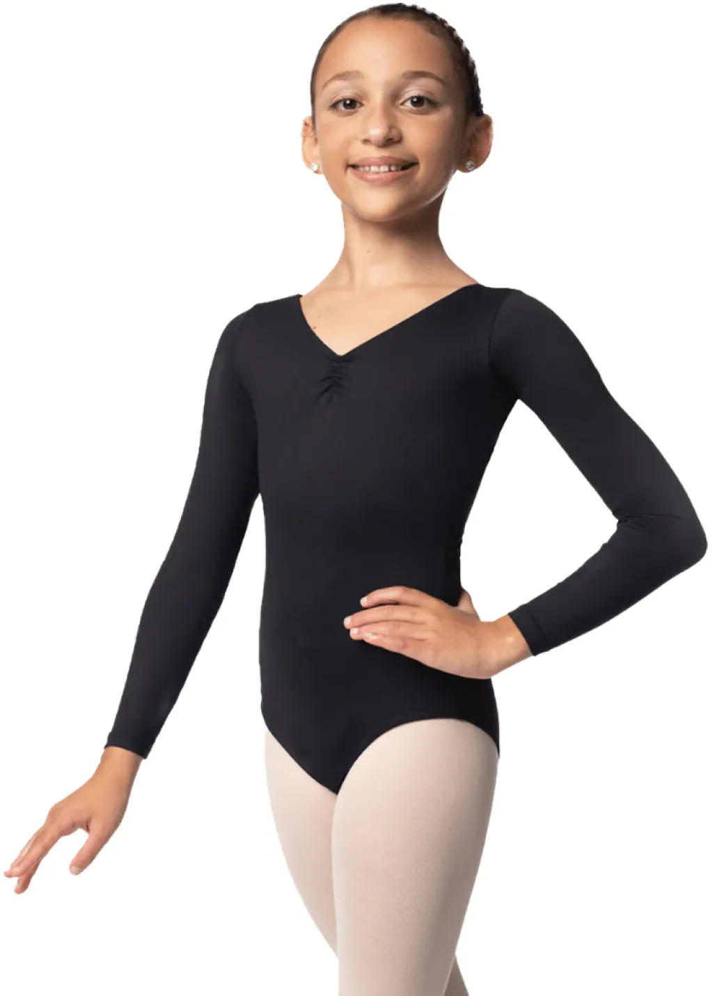So Danca Long Sleeve Leotard with Pinched Front and Back