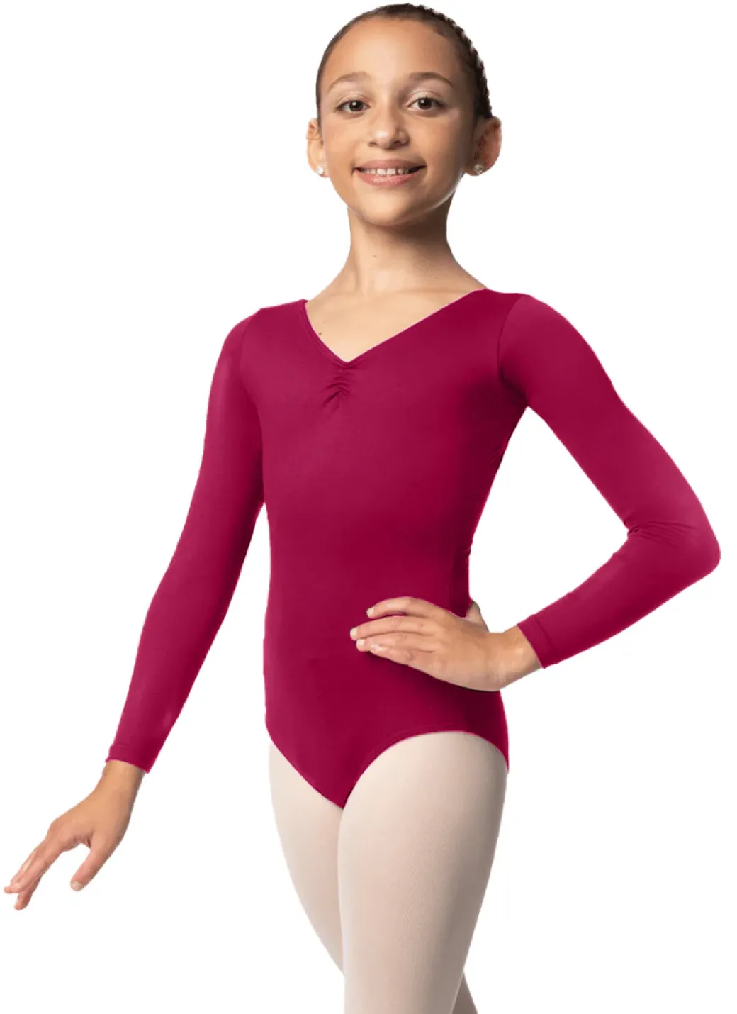So Danca Long Sleeve Leotard with Pinched Front and Back