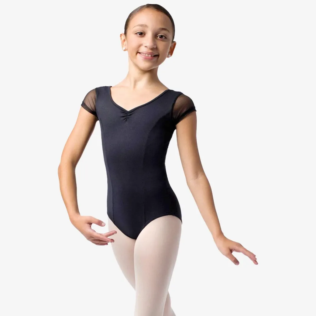 So Danca Nikita Mesh Cap Sleeve Leotard with Keyhole Back Child
